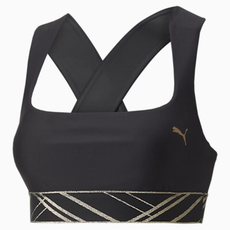 Mid Impact Deco Glam Women's Training Bra, Puma Black-deco glam, small-AUS