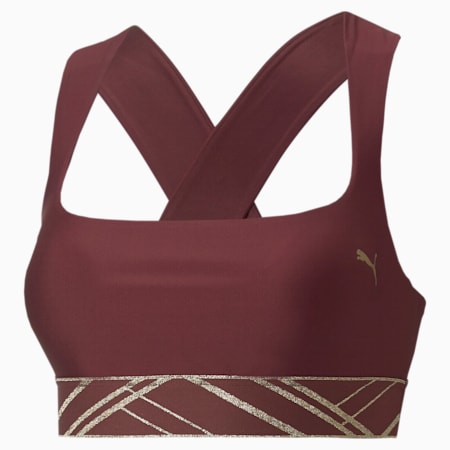 Mid Impact Deco Glam Training Bra, Aubergine-deco glam, small-DFA