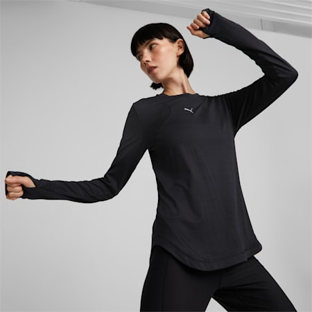 T-shirt de running à manches longues CLOUDSPUN Femme, Puma Black, small-DFA