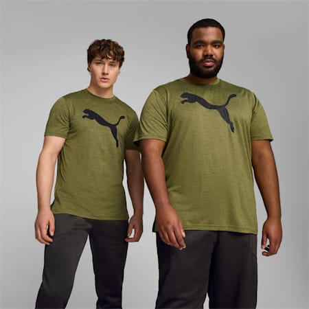 Favourite Heather Cat Men's Training Tee, Olive Green Heather, small-AUS