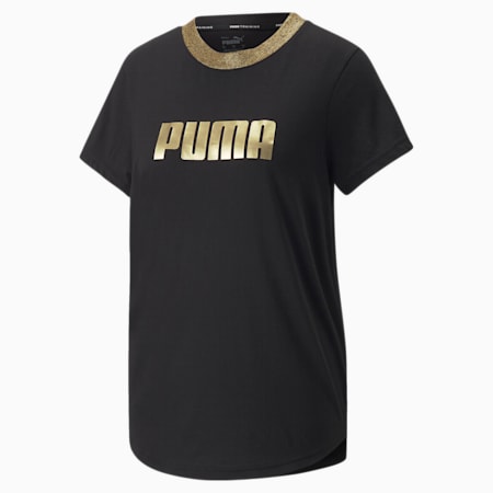 Deco Glam Short Sleeve Training Tee Women, Puma Black-deco glam, small-PHL