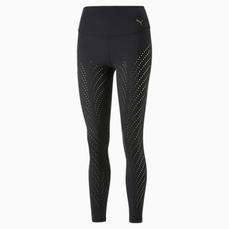 FOREVER Luxe Women's Graphic Training Leggings, Puma Black-Deco Gold print, small-AUS
