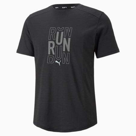เสื้อวิ่งผู้ชาย Performance Logo Short Sleeve Running Tee Men, Puma Black, small-THA