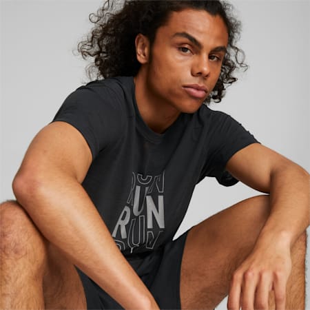 Performance Logo Short Sleeve Running Tee Men, Puma Black, small-SEA