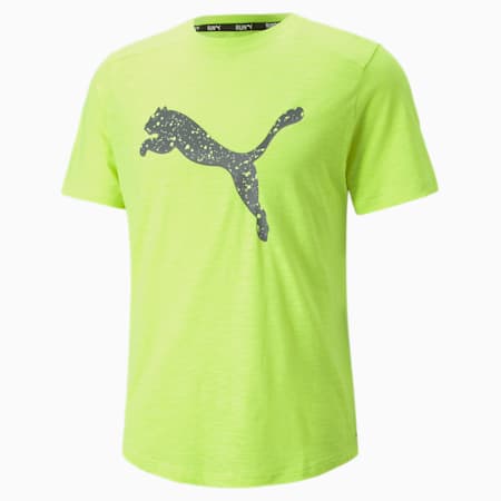 Performance Logo Short Sleeve Running Tee Men, Lime Squeeze, small-SEA