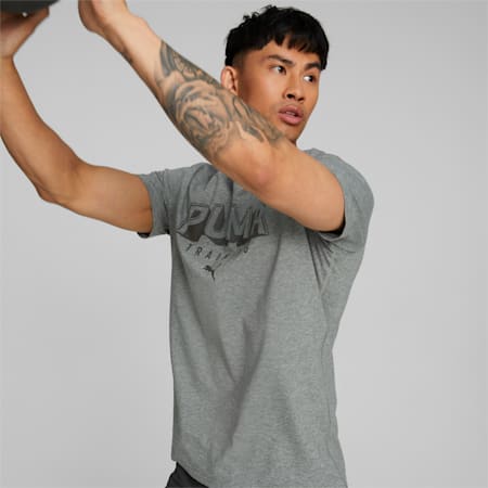 Short Sleeve Training Tee Men, Medium Gray Heather, small-SEA