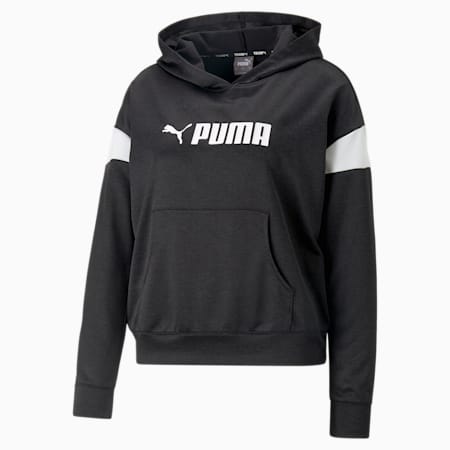 Hoodie d’entraînement PUMA Fit Tech Knit Femme, PUMA Black Heather-PUMA White, small-DFA