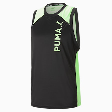 Tank Top Training Pria PUMA Fit Ultrabreathe, PUMA Black-Fizzy Lime, small-IDN