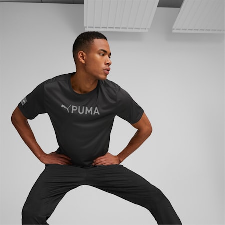 PUMA Fit Logo Graphic Training Tee Men, PUMA Black, small-DFA