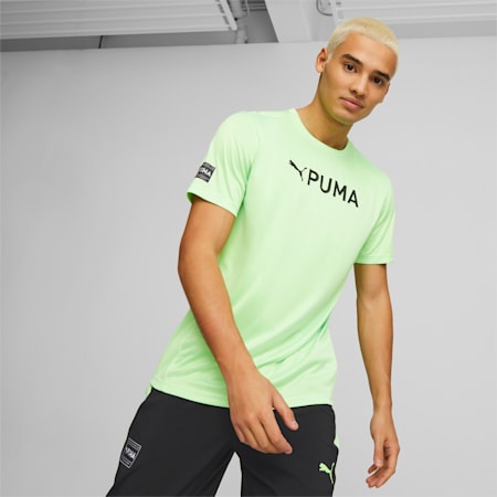 PUMA Fit Men's Logo Graphic Training Tee, Fizzy Lime, small-AUS