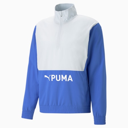 PUMA Fit Woven Half-Zip Training Jacket Men, Royal Sapphire-Platinum Gray, small