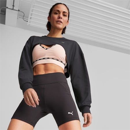 Forever Luxe Women's CLOUDSPUN Cropped Training Sweatshirt, PUMA Black, small-AUS