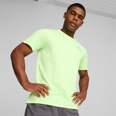 RUN FAVOURITE Men's Heather Running Tee, Speed Green Heather, small-AUS