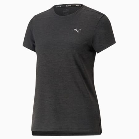 Run Favourite Heather Women's Running Tee, PUMA Black Heather, small-AUS