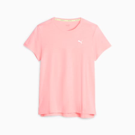 Run Favourite Heather Women's Running Tee, Koral Ice Heather, small-AUS