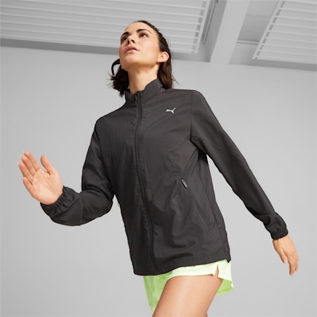 RUN FAVOURITE Woven Running Jacket Women, PUMA Black, small-AUS