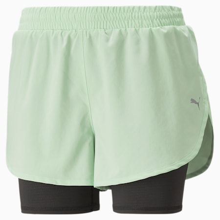 Run Favourite Woven 2-in-1 Running Shorts Women, Light Mint-PUMA Black, small-SEA