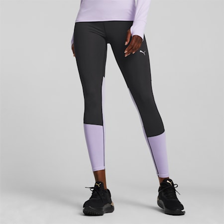 Run Favourite Regular Rise Long Running Leggings Women, PUMA Black-Vivid Violet, small