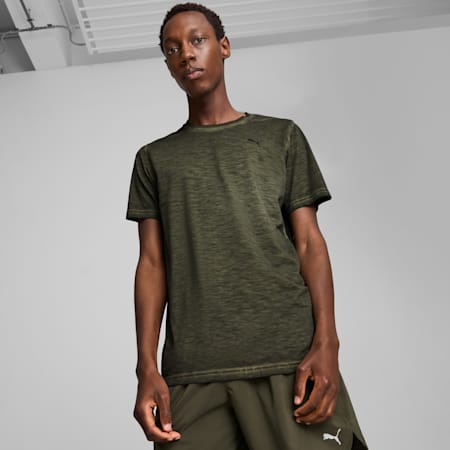 Studio Foundation Wash Trainings-T-Shirt Herren, Dark Olive, small