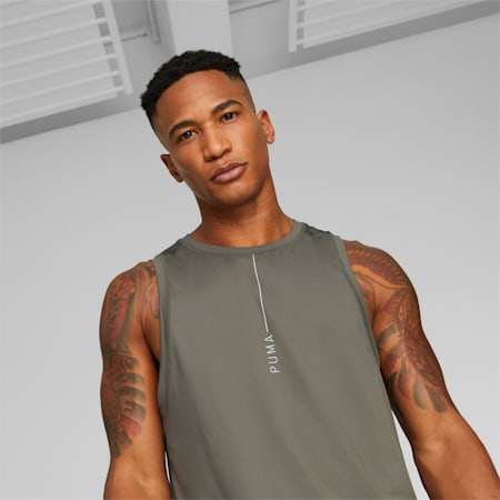 Studio Yogini Lite Training Tank Top Men, Green Moss, small-PHL