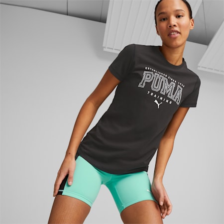 Graphic Tee Fit Women, PUMA Black-Q2 Print, small-SEA
