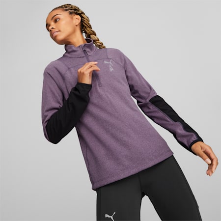 بلوفر للنساء SEASONS Trail Running Half-Zip, Purple Charcoal, small-DFA