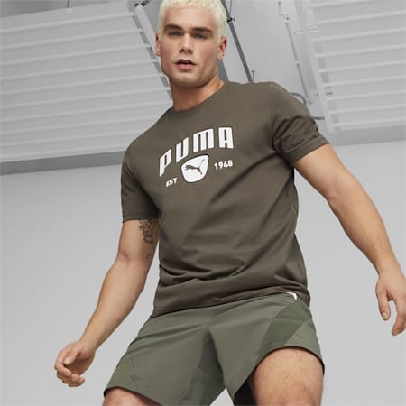 Performance Running Tee Men, Green Moss, small-THA