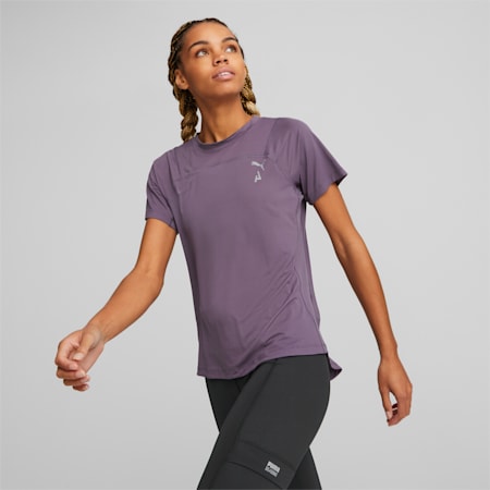 SEASONS Women's coolCELL Trail Running Tee, Purple Charcoal, small-DFA