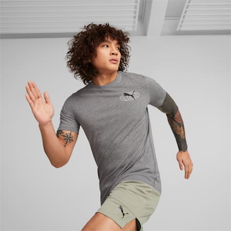 Performance Running Tee Men, Medium Gray Heather-Q2 print, small-PHL