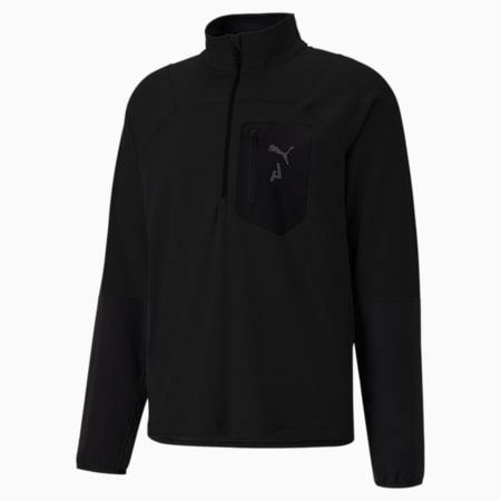 SEASONS Men's rainCELL Trail Running Half-Zip Pullover, PUMA Black, small-AUS