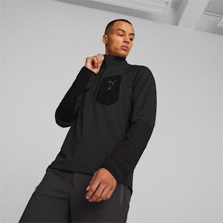 Maglia da trail running con mezza zip SEASONS rainCELL da uomo, PUMA Black, small