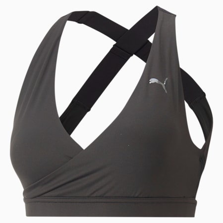 Yogini Mid Impact Crossover Training Bra Women, PUMA Black, small-AUS