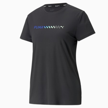 RUN Short Sleeve Logo Running Tee Women, PUMA Black, small