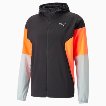 RUN Lightweight Running Jacket Men, PUMA Black-Ultra Orange, small-DFA