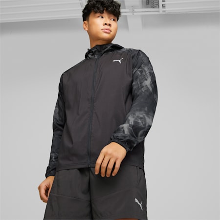 Run Favourite Printed Woven Jacket Men, PUMA Black-AOP, small-DFA