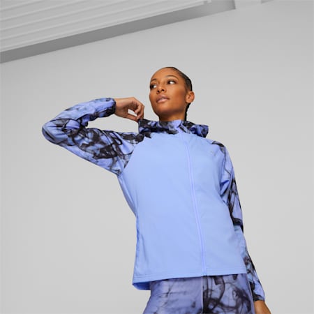 Veste tissée imprimée Run Favourite Femme, Elektro Purple-AOP, small