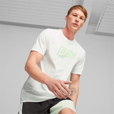 RUN FAVOURITE Short Sleeve Graphic Running Tee Men, PUMA White, small-THA