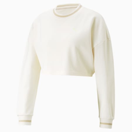 PUMA x OLIVIA AMATO Women's Cropped Sweatshirt, Frosted Ivory, small-AUS