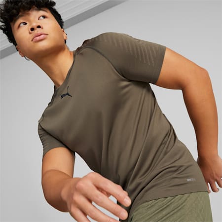 Train FormKnit Men's Seamless Training Tee, Dark Olive, small-AUS