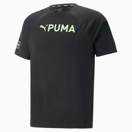 Fit Ultrabreathe Triblend trainings-T-shirt voor heren, PUMA Black-Fizzy Lime, small