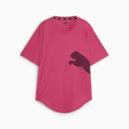 Train All Day Women's Big Cat Tee, Garnet Rose, small-SEA