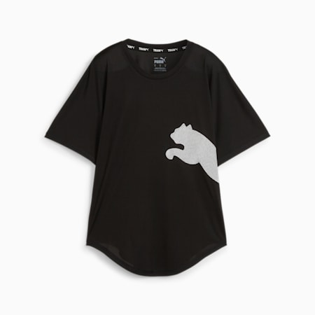 Train All Day Women's Big Cat Tee, PUMA Black-White Cat, small-SEA