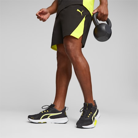 Ultrabreathe Men's 7'' Woven Training Shorts, PUMA Black-Yellow Burst, small-PHL