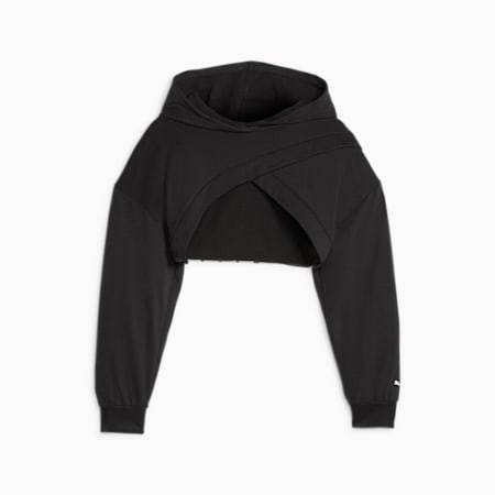 PUMA FIT MOVE Women's Cropped Training Hoodie, PUMA Black-PUMA White, small-AUS