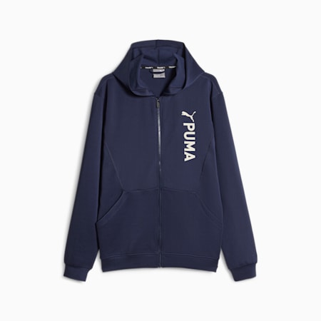 PUMA Fit Double Knit Men's Full-Zip Hoodie, PUMA Navy, small