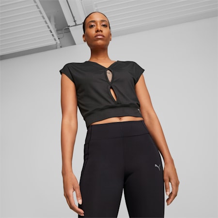 Studio Yogini Lite Trend Training Tee Women, PUMA Black, small-PHL