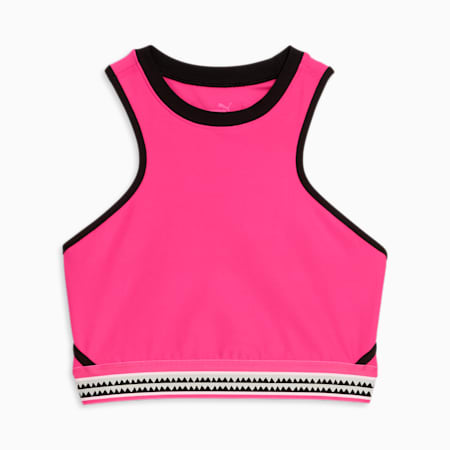 PUMA x lemlem Women's Cropped Training Tank Top, Glowing Pink, small-AUS