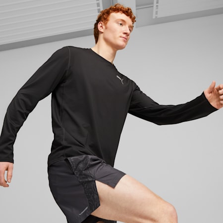 RUN CLOUDSPUN Men's Long Sleeve Running Tee, PUMA Black, small-AUS