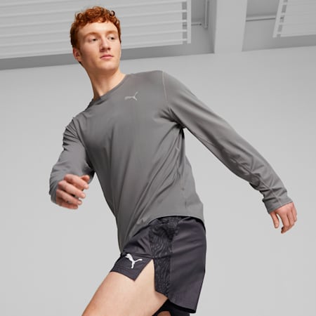 RUN CLOUDSPUN Men's Long Sleeve Running Tee, Cool Dark Gray, small-DFA
