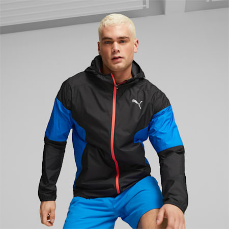 Lightweight Running Jacket Men, PUMA Black-Ultra Blue, small-SEA